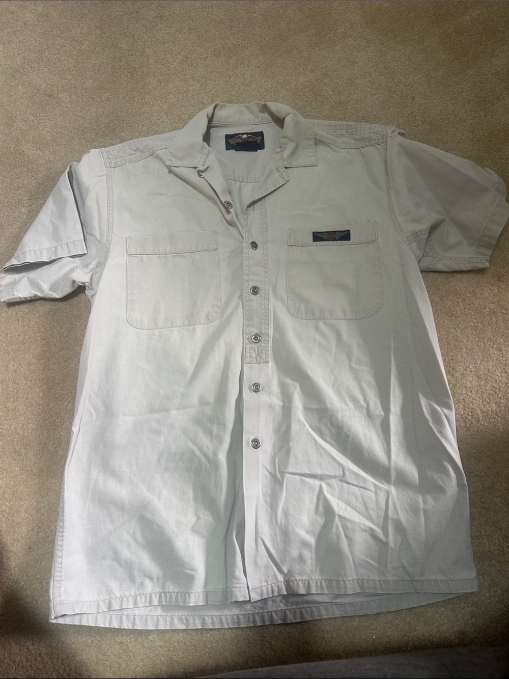 Harley-Davidson Men's Light Gray Short Sleeve Button-Down Shirt